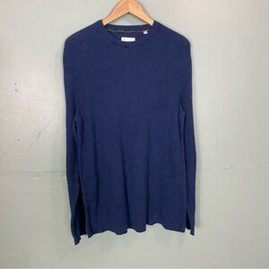 Billy Reid Waffle Knit Blue‎ Cashmere Cotton Pullover Size XL